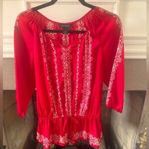 White House Black Market Red drawstring blouse. Size 4. Wonderful condition